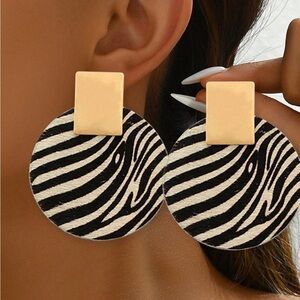 Zebra Print Black and White Earrings